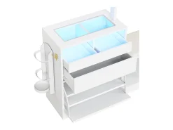 Móvel De Entrada|ModernLuxe Conjunto vestiário de entrada 163×35×161 cm - com cabideiro e espelho - banco e móvel para sapatos - com iluminação LED - Branco