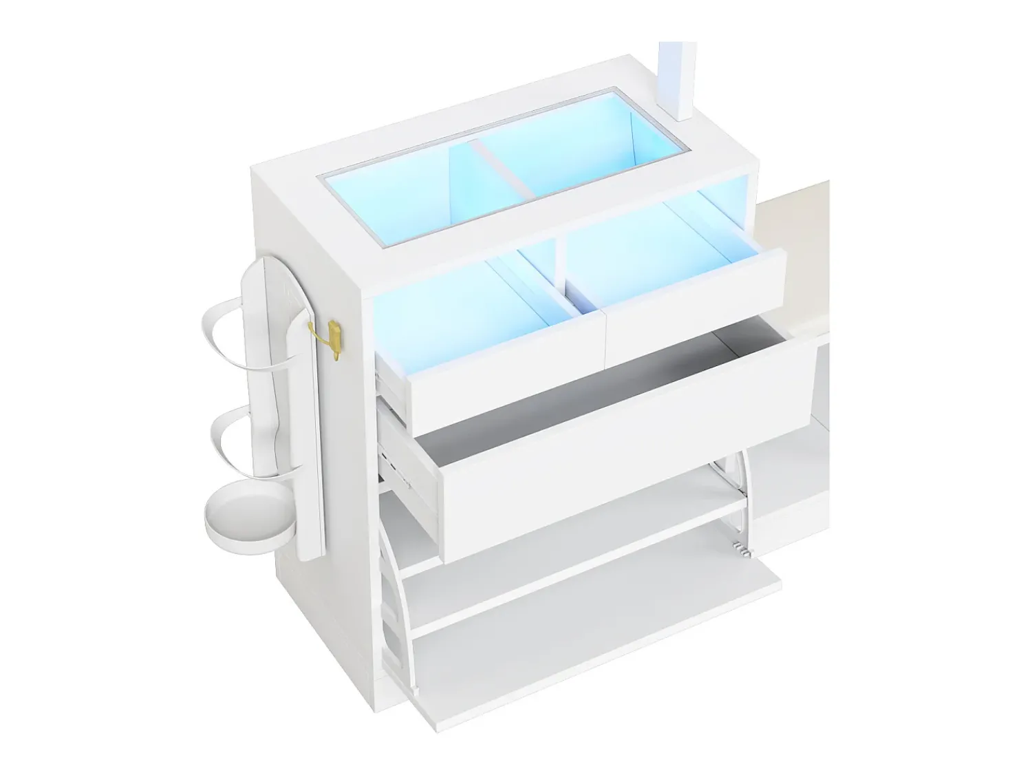 Móvel De Entrada|ModernLuxe Conjunto vestiário de entrada 163×35×161 cm - com cabideiro e espelho - banco e móvel para sapatos - com iluminação LED - Branco