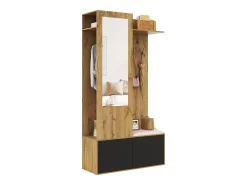 Móvel De Entrada|ModernLuxe Conjunto vestiário de entrada 100×38×191 cm - com cabideiro e sapateira - ganchos e 1 espelho - natural + preto Preto / Natural claro