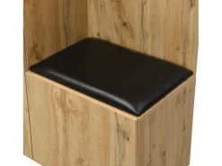 ModernLuxe Conjunto vestiário de entrada 98.5×38×191 cm - com cabideiro e sapateira - ganchos e 1 espelho - natural + preto^ Móvel De Entrada