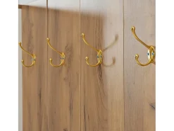 Móvel De Entrada*ModernLuxe Conjunto vestiário de entrada 160x38x180cm - con 3 portas e compartimentos de armazenamento - con espelho e móvel para sapatos - con gancho - Natural + Branco Natural claro / Branco