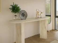 Consola|Vente-unique Consola - Efeito travertino - TOPANIA Bege