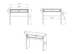 Consola*Petits-Meubles Consola 1 gaveta Kaius caxemira e madeira escura 77,9cm Bege