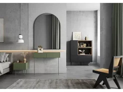 Consola| Consola 2 gavetas com pé metálico 100x83 cm Verde