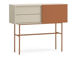 Consola 2 gavetas e porta de correr lacada areia 110x90 cm Bege