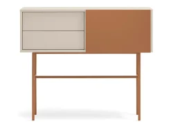 Consola 2 gavetas e porta de correr lacada areia 110x90 cm Bege
