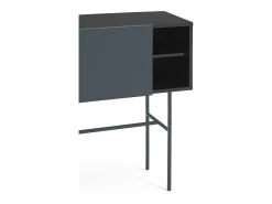 Consola 2 gavetas e porta de correr lacada a e cinza 110x90 cm^ Consola