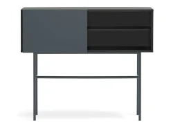 Consola 2 gavetas e porta de correr lacada a e cinza 110x90 cm^ Consola
