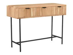 Consola|Vente-unique Consola 3 gavetas em madeira de acácia e metal preto, cor natural clara - ALEVIA Natural claro