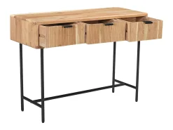 Consola|Vente-unique Consola 3 gavetas em madeira de acácia e metal preto, cor natural clara - ALEVIA Natural claro