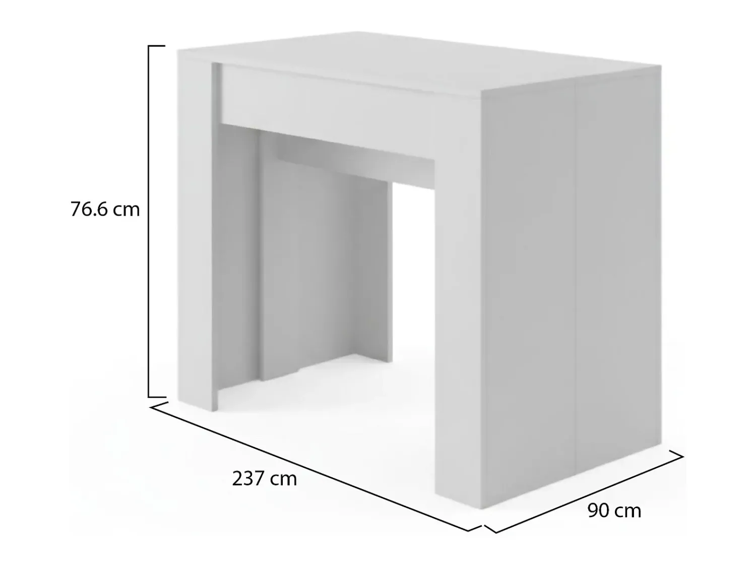 Dmora Consola 0, Mesa de jantar extensível até 10 lugares, Consola moderna com extensões, 90x52h78 cm, Branca^ Consola