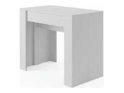 Dmora Consola 0, Mesa de jantar extensível até 10 lugares, Consola moderna com extensões, 90x52h78 cm, Branca^ Consola