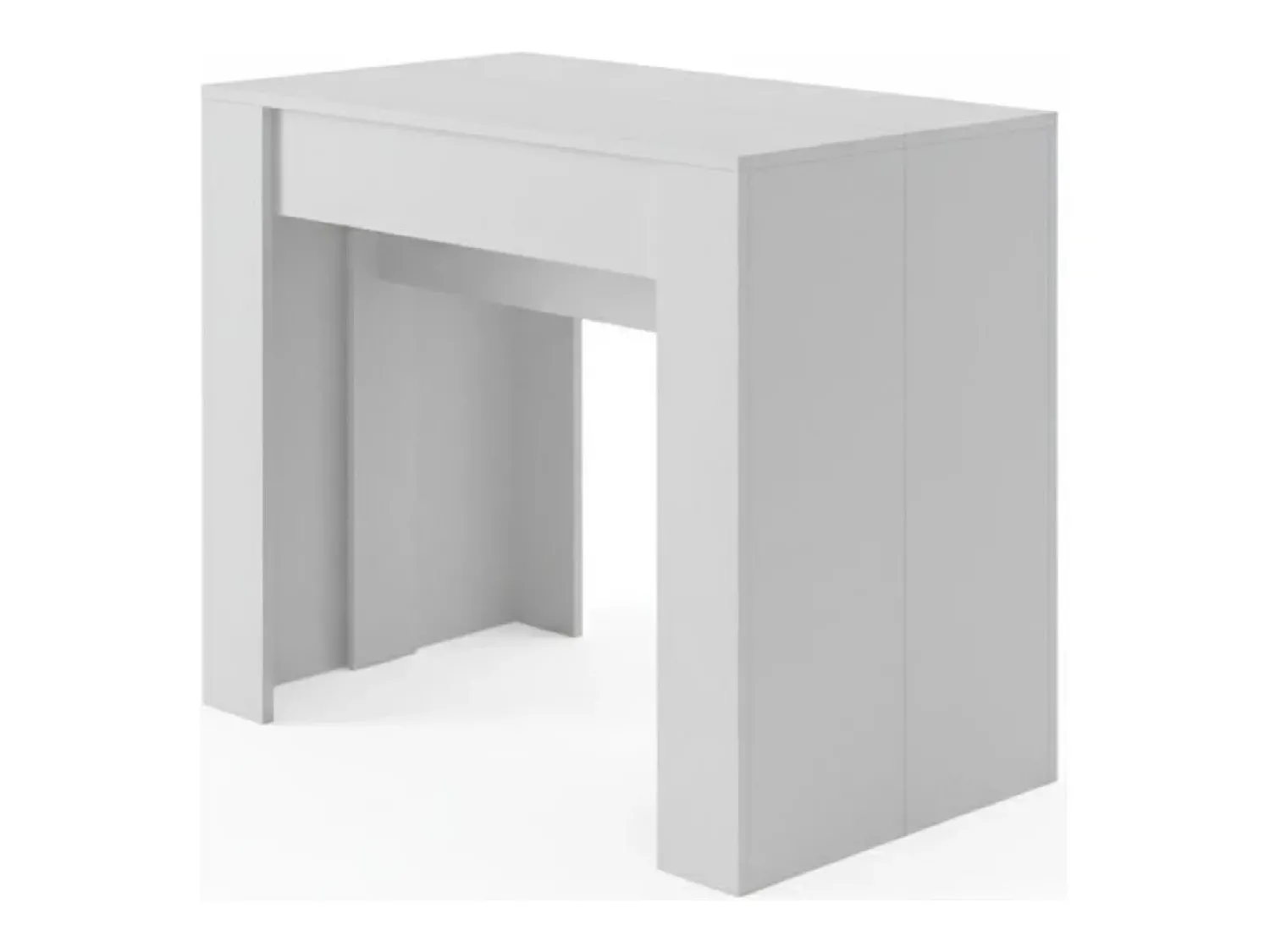 Dmora Consola 0, Mesa de jantar extensível até 10 lugares, Consola moderna com extensões, 90x52h78 cm, Branca^ Consola
