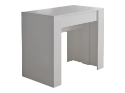 Dmora Consola 0, Mesa de jantar extensível até 10 lugares, Consola moderna com extensões, 90x52h78 cm, Branca^ Consola