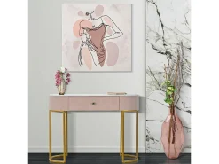 Best Dmora Consola Abstraktes, Mesa multiusos, Armário de apoio, Mesa de corredor, 100x40 h75 cm, e Branco Rosa