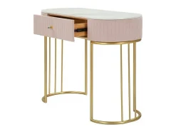 Best Dmora Consola Abstraktes, Mesa multiusos, Armário de apoio, Mesa de corredor, 100x40 h75 cm, e Branco Rosa