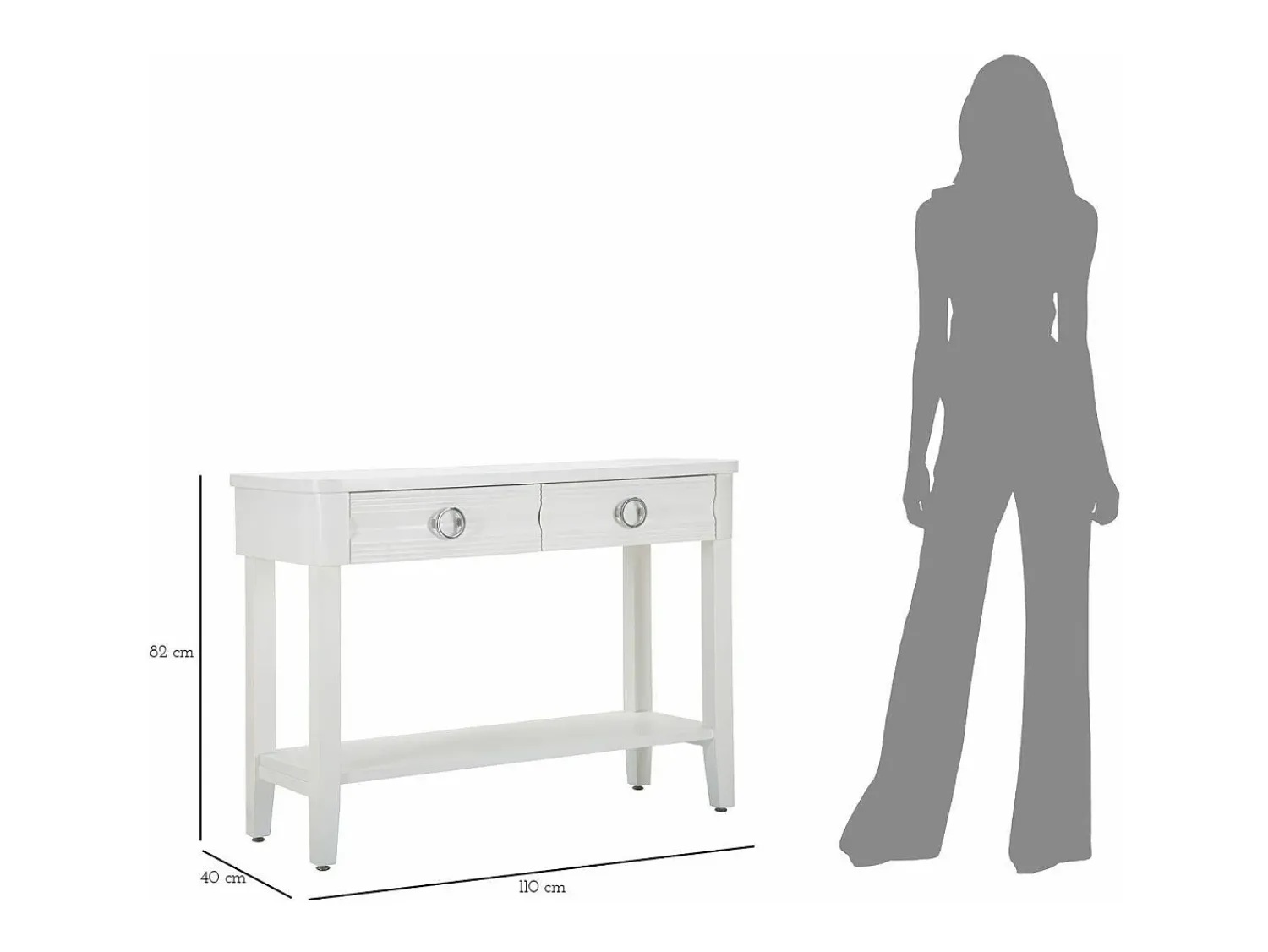 Dmora Consola Bakar, Mesa multiusos, Armário de apoio, Mesa de corredor, 110x40 h82 cm,^ Consola