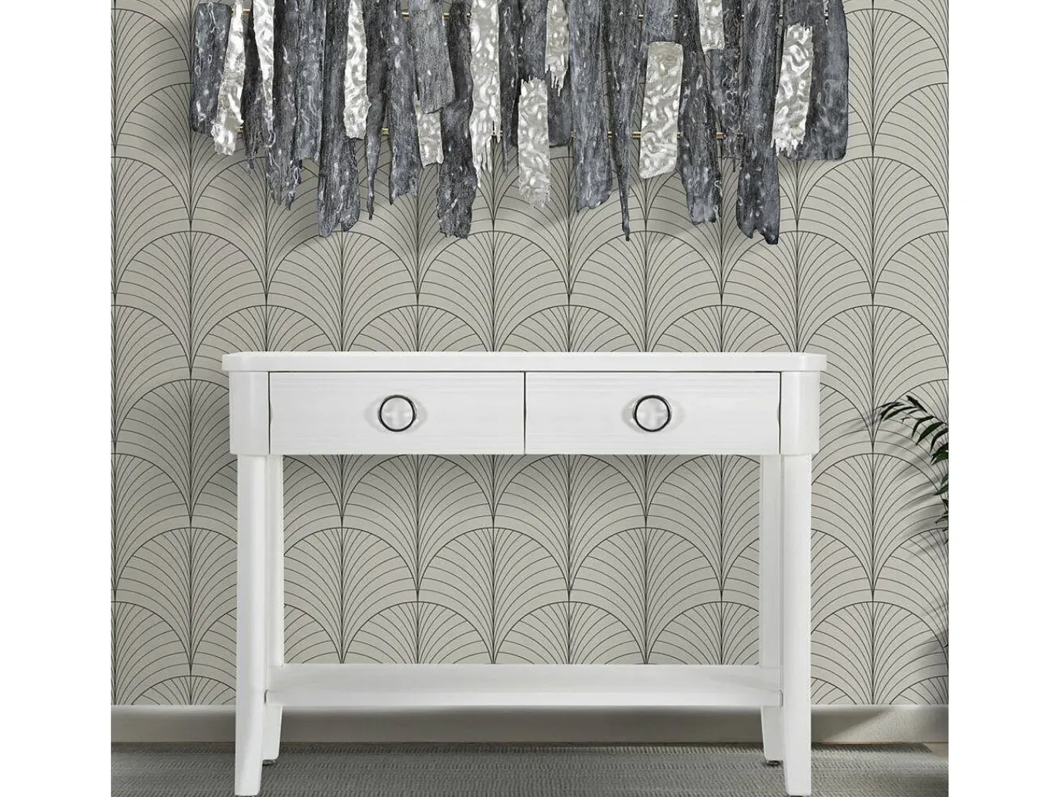 Dmora Consola Bakar, Mesa multiusos, Armário de apoio, Mesa de corredor, 110x40 h82 cm,^ Consola
