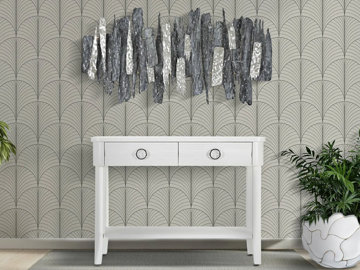 Dmora Consola Bakar, Mesa multiusos, Armário de apoio, Mesa de corredor, 110x40 h82 cm,^ Consola