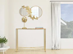 Best CONSOLA BORBOLETAS VIDRO CM 100X35X80 Dourado