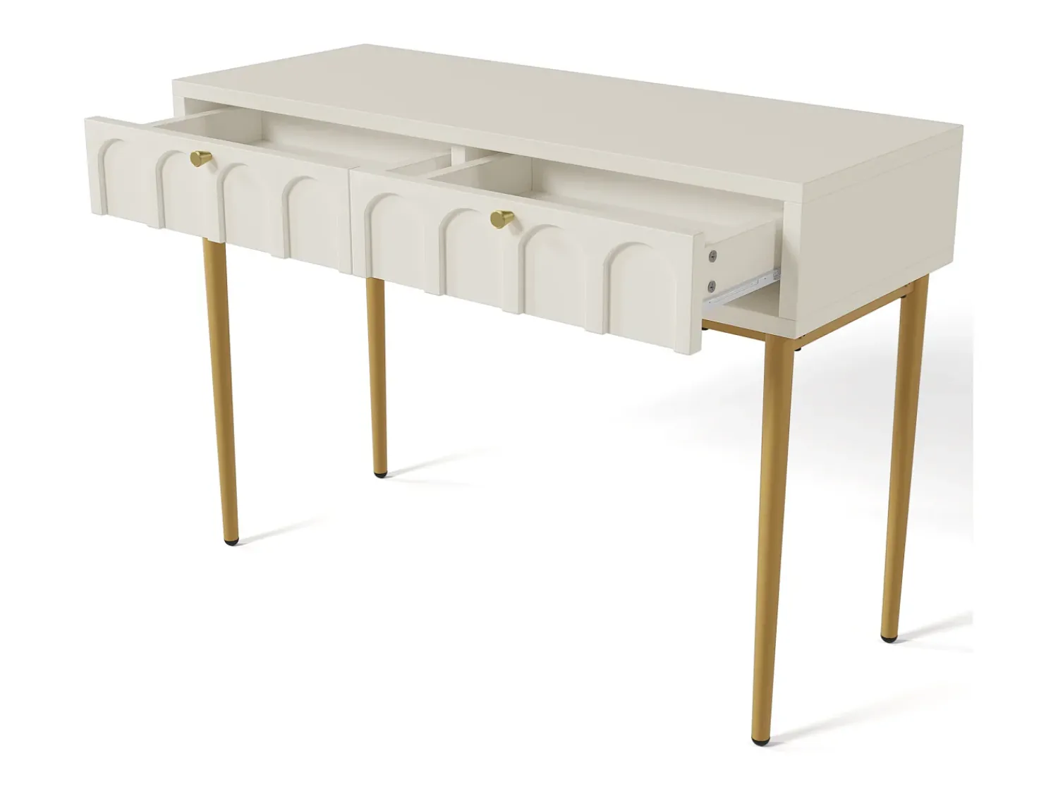 Consola|Hauss Spole Consola com 2 gavetas - leitoso e dourado - Madeira e metal Branco