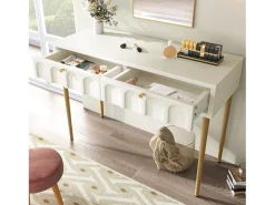 Consola|Hauss Spole Consola com 2 gavetas - leitoso e dourado - Madeira e metal Branco