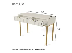 Consola|Hauss Spole Consola com 2 gavetas - leitoso e dourado - Madeira e metal Branco