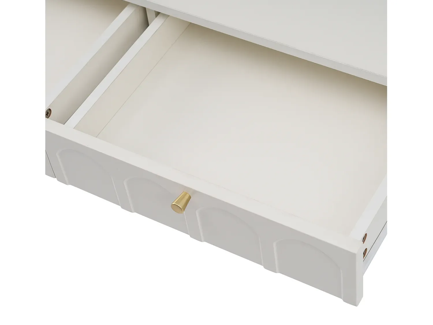 Consola|Hauss Spole Consola com 2 gavetas - leitoso e dourado - Madeira e metal Branco