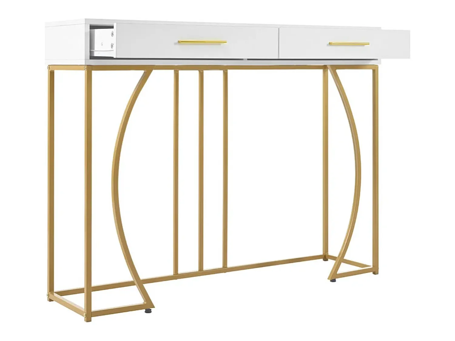 ModernLuxe Consola com 2 gavetas - estilo moderno - e Dourado^ Consola