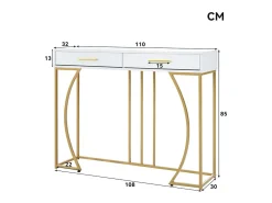 ModernLuxe Consola com 2 gavetas - estilo moderno - e Dourado^ Consola