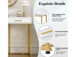 ModernLuxe Consola com 2 gavetas - estilo moderno - e Dourado^ Consola