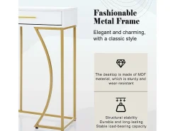 ModernLuxe Consola com 2 gavetas - estilo moderno - e Dourado^ Consola