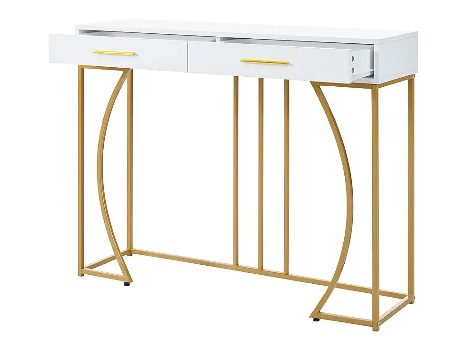 ModernLuxe Consola com 2 gavetas - estilo moderno - e Dourado^ Consola