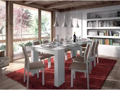 Consola*Dmora Consola Compton, Mesa de jantar extensível, Mesa com extensões multiusos extensíveis até 10 lugares, 51/237x90h78 cm, Brilhante Branco