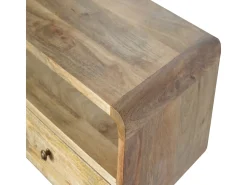Consola* Consola curva estilo carvalho Artisan Furniture, 2 gavetas, 1 prateleira aberta, castanho claro Bege