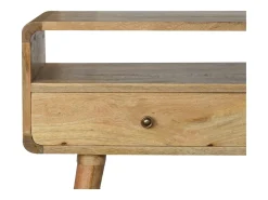 Consola* Consola curva estilo carvalho Artisan Furniture, 2 gavetas, 1 prateleira aberta, castanho claro Bege