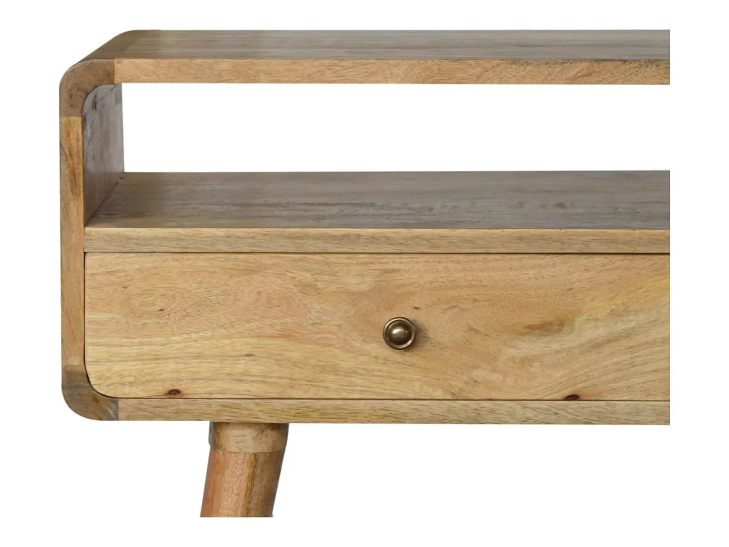 Consola* Consola curva estilo carvalho Artisan Furniture, 2 gavetas, 1 prateleira aberta, castanho claro Bege