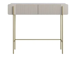 Consola* Consola de 2 gavetas com pés de metal em caxemira 100x85 cm Bege
