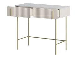 Consola* Consola de 2 gavetas com pés de metal em caxemira 100x85 cm Bege