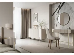 Consola* Consola de 2 gavetas com pés de metal em caxemira 100x85 cm Bege