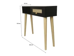 Sale Habitat et jardin Consola de cana "Marine" - 100 x 29 x 81 cm - Preto Preto / Natural claro