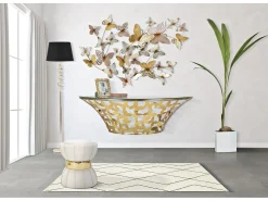 Consola* CONSOLA DE PAREDE BORBOLETAS 120X40,5X37,2 CM Dourado