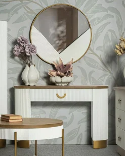 Dmora Consola de quadro, mesa multiusos, armário lateral, mesa de corredor, 121x40 h78 cm, e castanho^ Consola