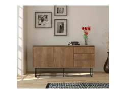 Consola*Dmora Consola Dicesar, Mesa multiuso, Armário de apoio, Secretária de corredor, 140x36h72 cm, Noz e Preto Castanho