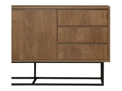 Consola*Dmora Consola Dicesar, Mesa multiuso, Armário de apoio, Secretária de corredor, 140x36h72 cm, Noz e Preto Castanho