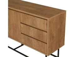 Consola*Dmora Consola Dicesar, Mesa multiuso, Armário de apoio, Secretária de corredor, 140x36h72 cm, Noz e Preto Castanho