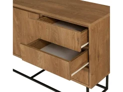 Consola*Dmora Consola Dicesar, Mesa multiuso, Armário de apoio, Secretária de corredor, 140x36h72 cm, Noz e Preto Castanho
