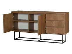Consola*Dmora Consola Dicesar, Mesa multiuso, Armário de apoio, Secretária de corredor, 140x36h72 cm, Noz e Preto Castanho