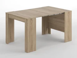 Discount Dmora Consola Diluna, Mesa de jantar extensível, Mesa com extensões multiusos extensíveis até 10 lugares, 51/237x90h78 cm, Carvalho Castanho