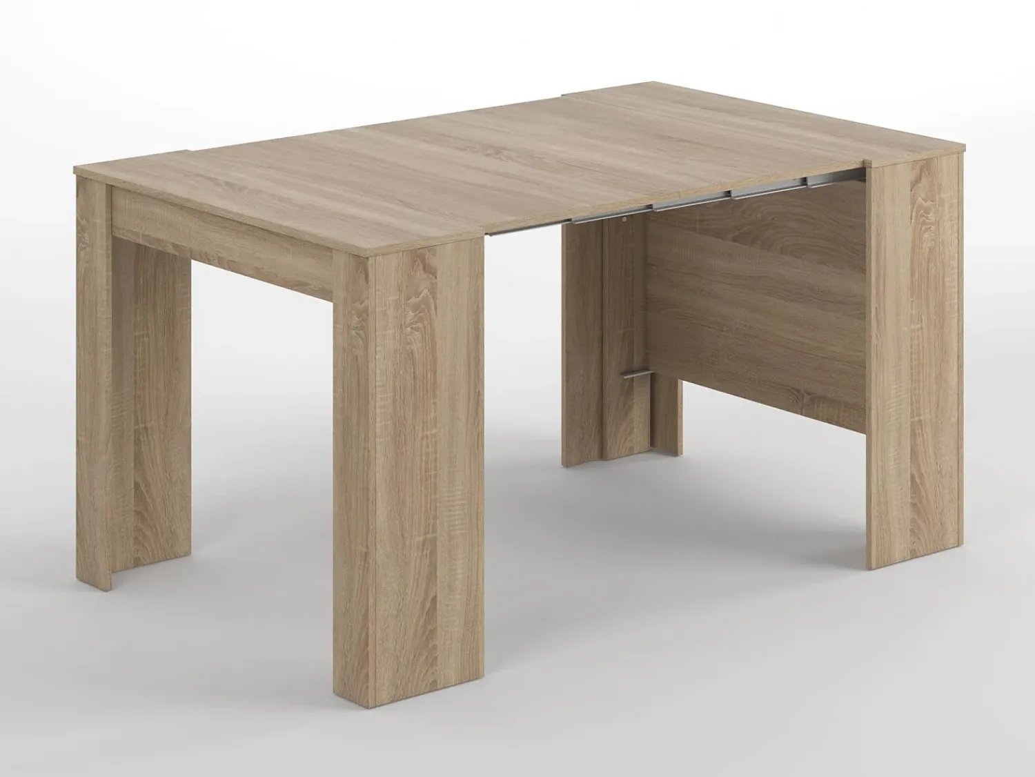 Discount Dmora Consola Diluna, Mesa de jantar extensível, Mesa com extensões multiusos extensíveis até 10 lugares, 51/237x90h78 cm, Carvalho Castanho